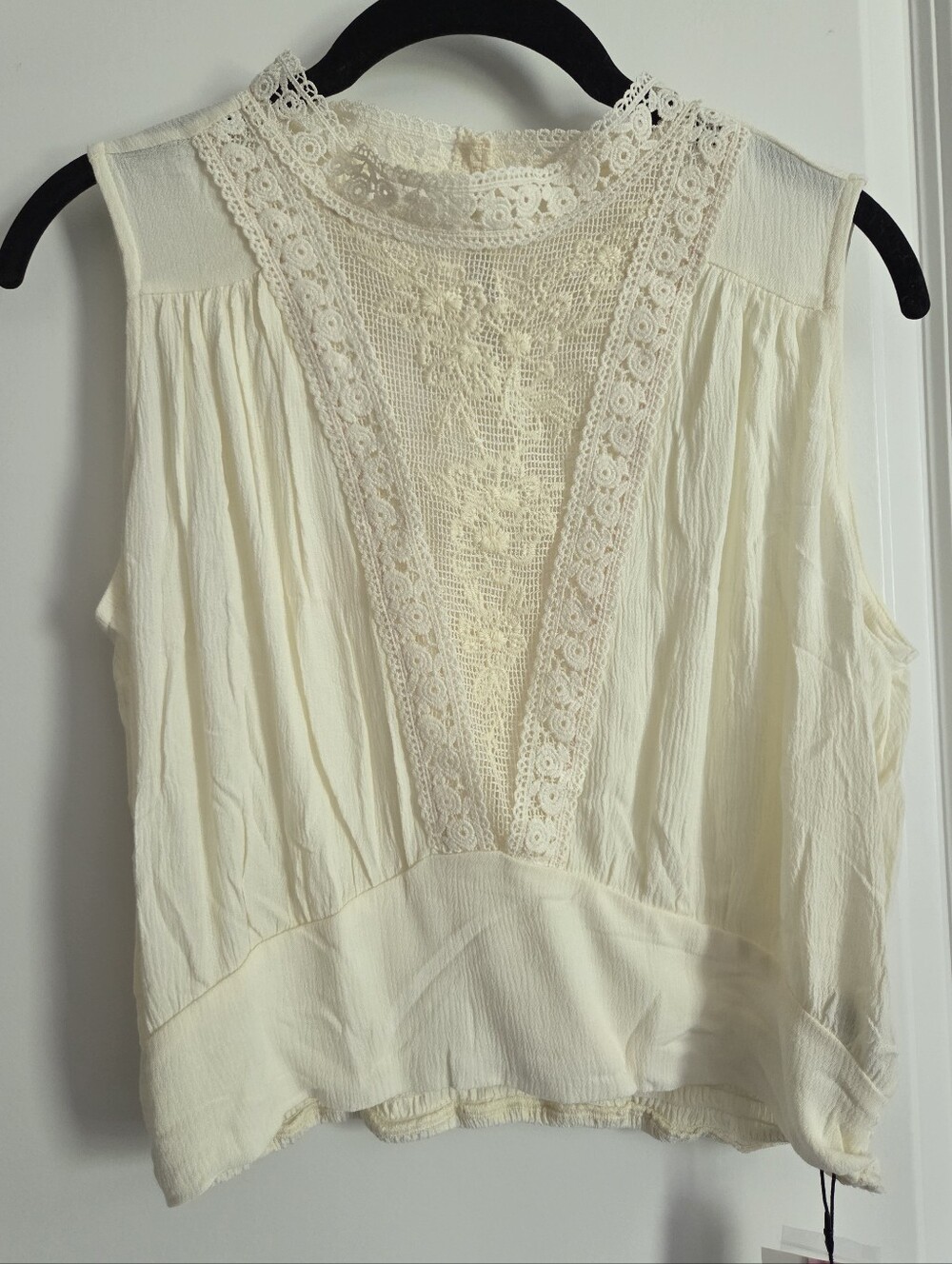 NWT Cider Stand Collar Lace Embroidery Crop Tank Top